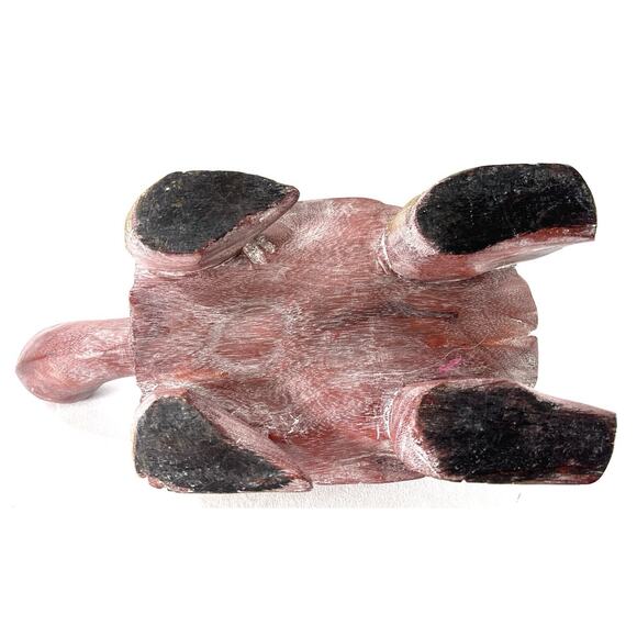 Hand-Carved Wooden Turtle Figurine 13” Painted Folk Art Animal Sculpture - Picture 7 of 7